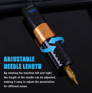 เครื่องสักไร้สายแบบชาร์จไฟได้ แบตเตอรี่ 1300mAh ปรับระยะชักได้ 2.7-4.5 มม. มอเตอร์ทรงพลัง พร้อมเข็มแบบคาร์ทริดจ์ - Product Image 4