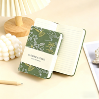 Carnet en tissu de lin floral personnalisé A5, journal esthétique minimaliste avec impression de logo pour cadeau, couverture en tissu, carnet en papier