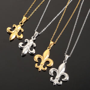 Collar Vintage con colgante de flor de loto de lirio, collar de <span class=keywords><strong>acero</strong></span> <span class=keywords><strong>inoxidable</strong></span> chapado en oro de 18 quilates para hombres y mujeres - Product Image 2