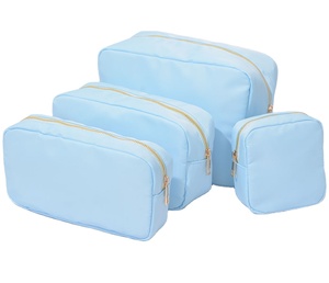 S M L XL กระเป๋าเครื่องสำอางผ้าไนล่อนสีฟ้านํ้าแข็ง,กระเป๋าจัดระเบียบแบบพกพาสำหรับผู้หญิง4แพ็กกระเป๋าไนลอนกระเป๋าเดินทาง - Product Image 1