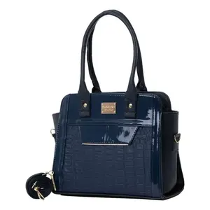 Bolso de Mano Fana Amira para Mujer, Modelo M3745, en Cuero Sintético Azul con Diseño de Cocodrilo, Elegante, con Dos Asas - Product Image 4