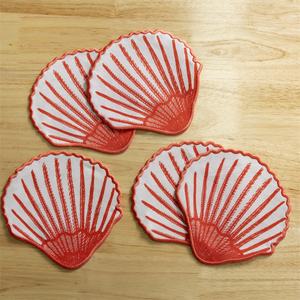 Sint-Jakobsschelp Linnen <span class=keywords><strong>Cocktail</strong></span> Servetten 6X6 Linnen Servetten Onderzetter Op Maat Bedrukte Stoffen Schaalvormige Cocktailservetten - Product Image 6