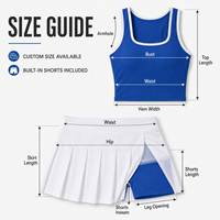 Ensemble jupe plissée 2 en 1 personnalisé pour femmes, short de sécurité intégré, tenue de tennis sans manches à col carré pour athlètes féminines