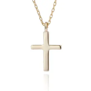 China工場ファッションジュエリーWhite/18K GoldメッキCross Pendant Necklace女性のための