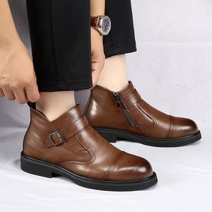 Bottes Chelsea pour hommes, bottes courtes formelles pour affaires, bottes de motard pour hommes - Product Image 5