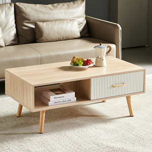 2026 Hot Sale <b>Rectangle</b> <b>Coffee</b> <b>Table</b> with Solid Wood Legs Sliding Drawer Storage Modern Easy to Clean Living Room Woodiness - Product Image 4