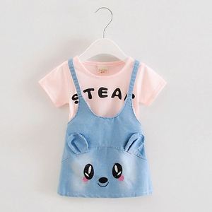 Venta al por Mayor de Conjuntos de Ropa para Niños, Estilo Nuevo, Camiseta con Estampado Floral y Vestido Maxi a Rayas de Colores - Product Image 4