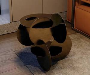 Modern Metal <b>Side</b> <b>Table</b> / Metal Accent <b>Table</b> Steel or Aluminum Contemporary Luxury Customizable <b>Round</b> Tabletop - Product Image 4