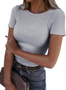 Camisetas Cortas Acanaladas de Manga Corta Ajustadas Estilo Urbano con Bajo MOQ, Tejido Elástico, OEM, para <span class=keywords><strong>Mujer</strong></span> - Product Image 2