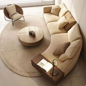 Sofá Curvo Minimalista Italiano Moderno, Muebles de Salón de Esquina en Tela, Estilo de Diseño de Lujo Ligero - Product Image 2