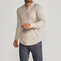T-shirt uni en jersey à manches longues 100 % coton léger et respirant pour homme, col en V, coupe classique, imprimé sérigraphié personnalisé