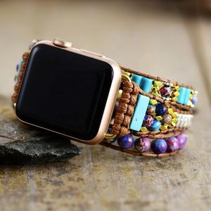 <span class=keywords><strong>Correa</strong></span> de reloj de colores con gema de <span class=keywords><strong>piedra</strong></span> Natural de lujo Bohemia 2024 al por mayor para <span class=keywords><strong>Apple</strong></span> <span class=keywords><strong>Watch</strong></span> de 45mm de plástico transpirable de alto valor - Product Image 4