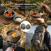 Ensemble de bols et assiettes en titane pur pour l'extérieur, légers, multi-capacités, empilables, portables, pour usage domestique et extérieur, emballage en sac en filet