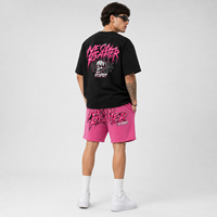Ensemble 2 pièces OEM personnalisé : T-shirt court et short en coton 100% délavé à l'acide, style vintage, imprimé DTG craquelé, coupe décontractée pour l'été