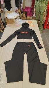 GHH11682- Nuovo <span class=keywords><strong>Set</strong></span> Autunno 2025 Versatile e Sexy con <span class=keywords><strong>Cardigan</strong></span> con Cappuccio a Maniche Lunghe e Pantaloni con Stampa Lettering - Product Image 6