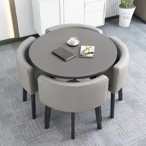 Moda yuvarlak yemek masası lüks yuvarlak 4 sandalye kahve Modern yemek masası Nordic Mesas De Jantar mutfak mobilyası