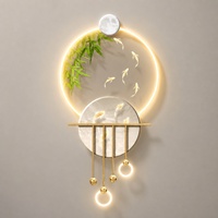 Décoration murale LED en forme de lune et d'oiseaux, luminaire suspendu botanique pour entrée, salon, hôtel, couloir, intérieurs contemporains et apaisants