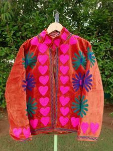 Chaqueta Bomber de Terciopelo con Corazón Rosa y Bordado Floral a Mano, Transpirable, 100% Algodón, para Hombre y Mujer, Ropa de Invierno - Product Image 6