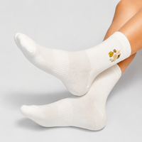 Chaussettes de sport personnalisées à faible MOQ, blanches, brodées motif océan, coquillages, en coton et élasthanne, pour la course à pied