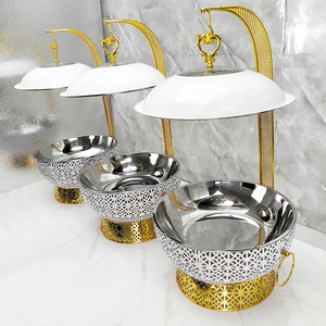 Nuovo Design Lussuoso Scaldavivande Bianco e Oro da 8L in Acciaio Inossidabile con Coperchio a Sospensione per Matrimoni e Feste - Product Image 3