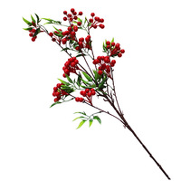 Branche longue artificielle de houx vert d'hiver avec fruits porte-bonheur pour décoration de salon, restaurant, hôtel, décoration d'intérieur, vente en gros