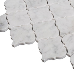 Lanterne en pierre de cafard blanche, carrelage en forme de pierre, mosaïque de marbre - Product Image 3
