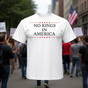 Camiseta No Kings In America, camiseta de protesta roja, blanca y negra - Product Image 3