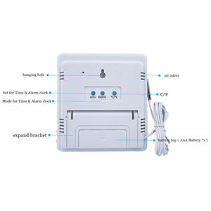 Digitale Innen- und Außenwetterstation mit Uhr, kabelgebundener Sonde, LCD-Thermometer, <span class=keywords><strong>Hygrometer</strong></span>, Temperatur- und Feuchtigkeitsmonitor - Product Image 4