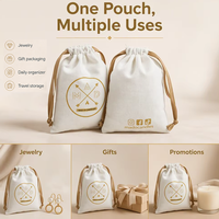 Sac à bijoux personnalisé en coton biologique 100% - Pochette en toile de coton - Petit sac à cordon en coton avec logo pour emballage de bijoux cadeaux
