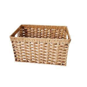 Panier de rangement simple en rotin rectangulaire avec poignée pour livres, collations, légumes, articles divers - Product Image 5