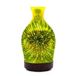 Nuovo stile 3D fuochi d'artificio vetro olio essenziale diffusore di aromi 7 LED colore luce notturna 2020 elettrico 3D vetro aria aromaterapia
