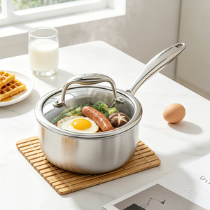 Induction Compatible Minimalist Design For Gas And Induction Cooker Stainless Steel Soup <b>Pot</b> With Glass Lid - Product Image 1