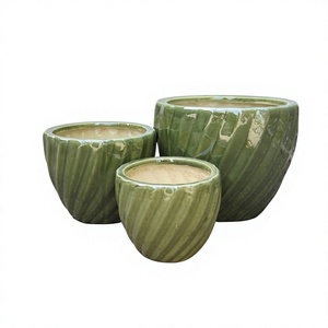 Daiphonglan Modern Black Ceramic Flower Pots <b>Set</b> White Drip Pattern Glazed Finish Garden Planters Rustic Design Drainage Hole - Product Image 4