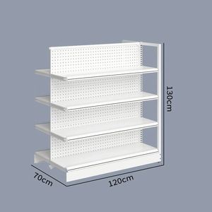 Custom Size Durable Double-Sided Light Duty Metal Space-Saving Style Supermarket Gondola White Shelves - Product Image 5