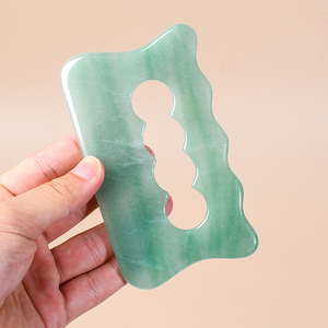 Gua Sha de Piedra de Jade Natural con Logotipo Personalizado, Gua Sha Grande para Masaje, Tabla de Gua Sha de Aventurina Verde y Jaspe con Manchas Azules - Product Image 5