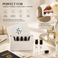 Boîte à tiroir avec logo holographique, boîte rigide en papier coulissante pour kit d'échantillons de parfum 5 pièces, ensemble de découverte de parfums, emballage cosmétique de luxe