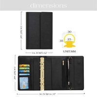 Portefeuille classeur A6 Hongbo en cuir Saffiano texturé avec anneaux dorés, orné de perles/chaînes métalliques, utilisable comme sac ou carnet