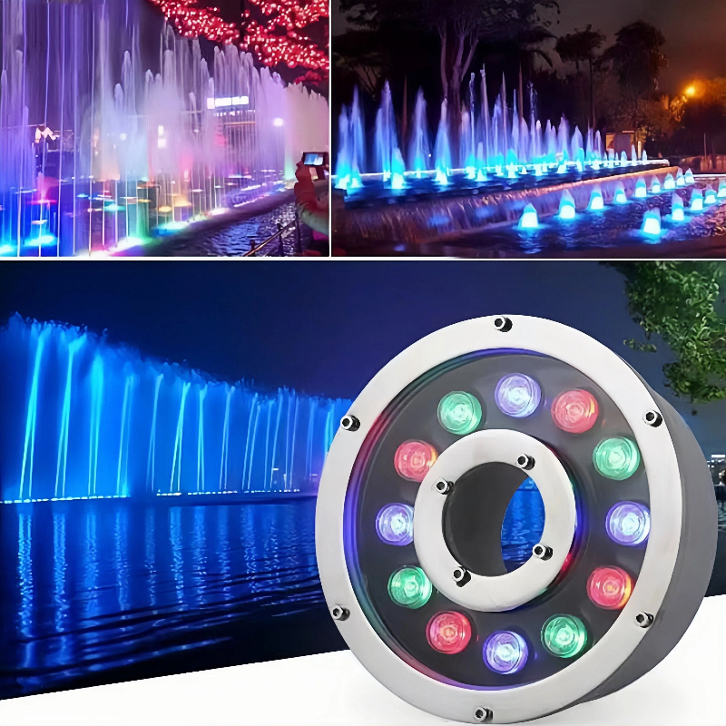 12W Waterproof Rgb Led Flood Light Underwater Fountain Pool Pond Aquarium Spotlight Bulb Lamp Outdoor Garden AC12v 3000K/6000K