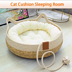 Cama para Gatos Desmontable, Tejida, con Tapicería, Casa para Dormir, Rascador para Gatos, de Ratán Resistente al Desgaste, Lavable, Cueva para Gatos, Artículos para Mascotas - Product Image 4