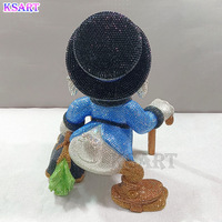 Figura de Pato con Incrustaciones de Cristal y Diamantes de Imitación, Pato con Traje Azul y Maletín de Dinero, Decoración de Resina de Lujo para Escritorio, Estilo Pop Art