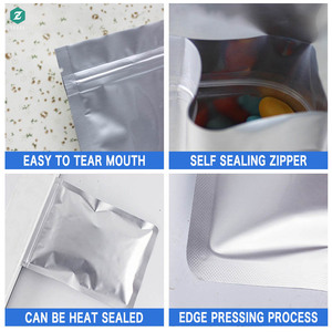 Stock 8*11cm foglio di alluminio argenteo chiusura a Zip sacchetto a fondo piatto 3 bustina di tenuta laterale per semi di <span class=keywords><strong>pomodoro</strong></span> confezione gomma da masticare latte - Product Image 3