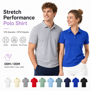 เสื้อโปโลผู้ชาย แขนสั้น ผ้ายืด 13% สแปนเด็กซ์ 87% โพลีเอสเตอร์ ระบายอากาศได้ดี ผ้าถัก สีพื้น สวมใส่สบายๆ - Product Image 1