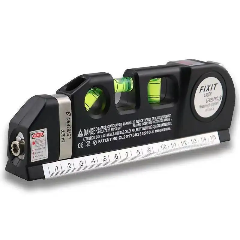 4 in 1 Laser Level Horizon Vertical Measure Tape 8 FT Aligner Accurate Measurement Laser Tape Measure with Level