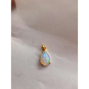 Pendentif opale éthiopienne plaqué or en argent sterling 925 avec pierre précieuse naturelle diamant et perle-Produit cadeau en vrac - Product Image 1