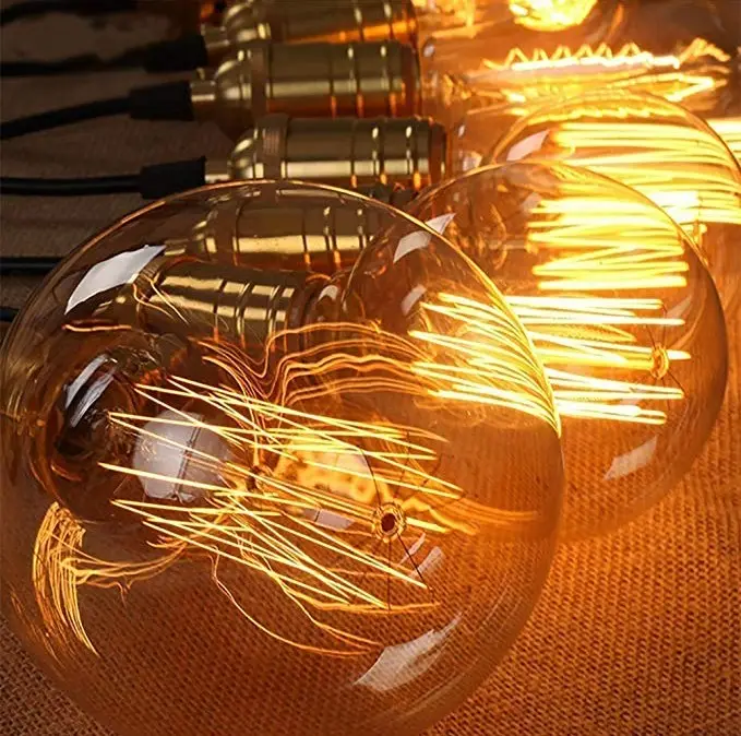 40 Вт большая круглая антикварная спиральная лампа накаливания Эдисона