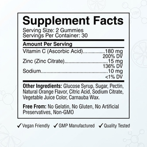 Gummies OEM ODM Vitamine C 180mg et Complexe de Zinc, 60 unités, Vente Directe Usine, Marque Privée - Product Image 2