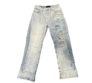 Одежда zhuoyang 2024, Лидер продаж, уличная одежда, американский рынок, фиолетовый камень, вымытые мешковатые джинсы с длинным подъемом для мужчин, фирменные обычные брюки для мужчин