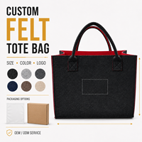 Sac fourre-tout en feutre gris anthracite avec doublure intérieure rouge, organisateur en forme de boîte à ouverture supérieure avec doubles poignées, pour usage quotidien