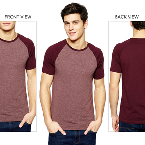 เสื้อยืดแร็กแลนผู้ชาย 180GSM แขนเสื้อตัดสี ผ้าผสมเฮเธอร์ รับผลิตแบรนด์ส่วนตัว OEM - Product Image 3