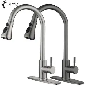 Factory wholesale cheap Amazon pop Black Silver SUS304 stainless steel kitchen pull faucet